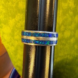 Vintage Sterling silver Blue Opal Silver Ring